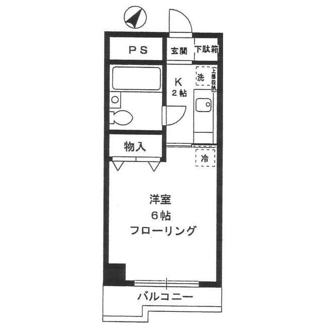奥沢ハイツ(1K/3階)の間取り写真