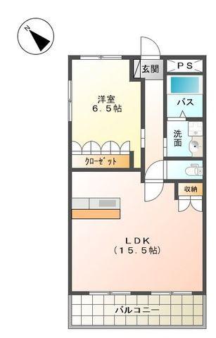 スカイヒルズ(1LDK/4階)の間取り写真