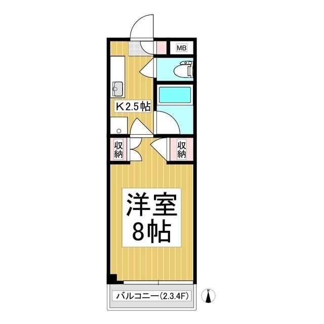 アセラ21 B棟(1K/3階)の間取り写真