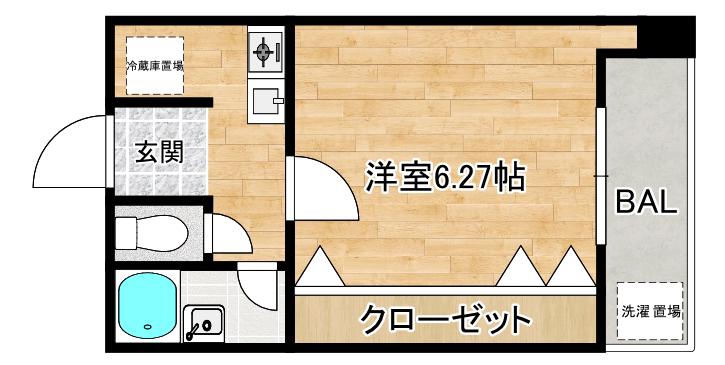 セレーノ井田(1K/3階)の間取り写真