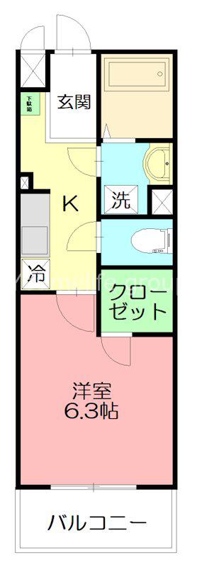 カレッジヒルズA(1K/3階)の間取り写真
