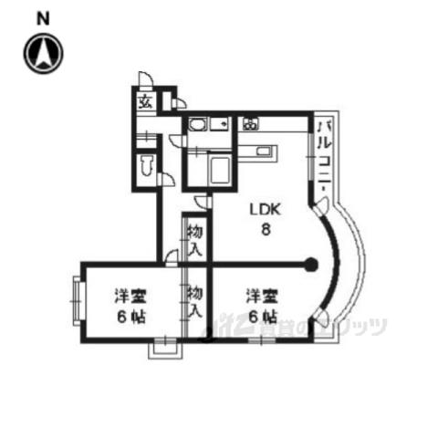 ノースヒルズ(1LDK/2階)の間取り写真
