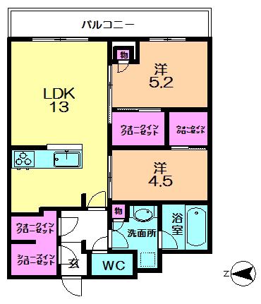 ラヴィーナ西大寺(2SLDK/4階)の間取り写真