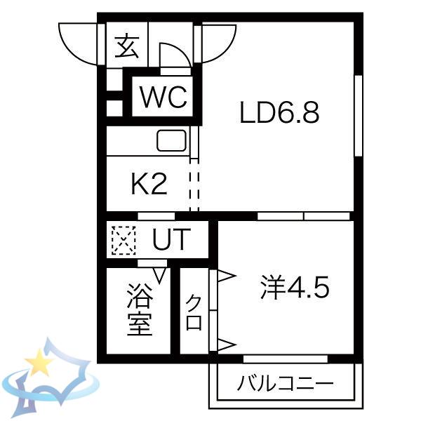 ル・ファール二十四軒II(1LDK/4階)の間取り写真