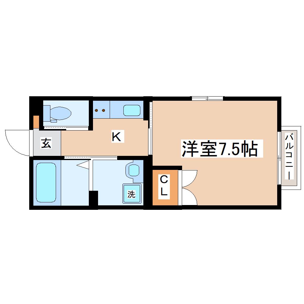 プランドール(1K/2階)の間取り写真
