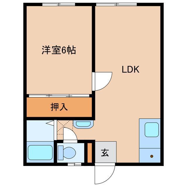 ＪＲ磐越東線 赤井駅 徒歩36分 2階建 築47年(1LDK/2階)の間取り写真
