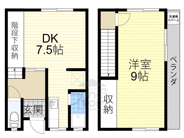 JS豊中E棟(1DK/1階)の間取り写真