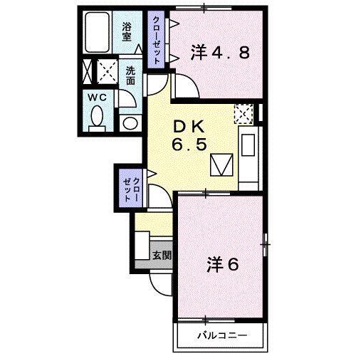 ヴィラルミエールA(2DK/1階)の間取り写真
