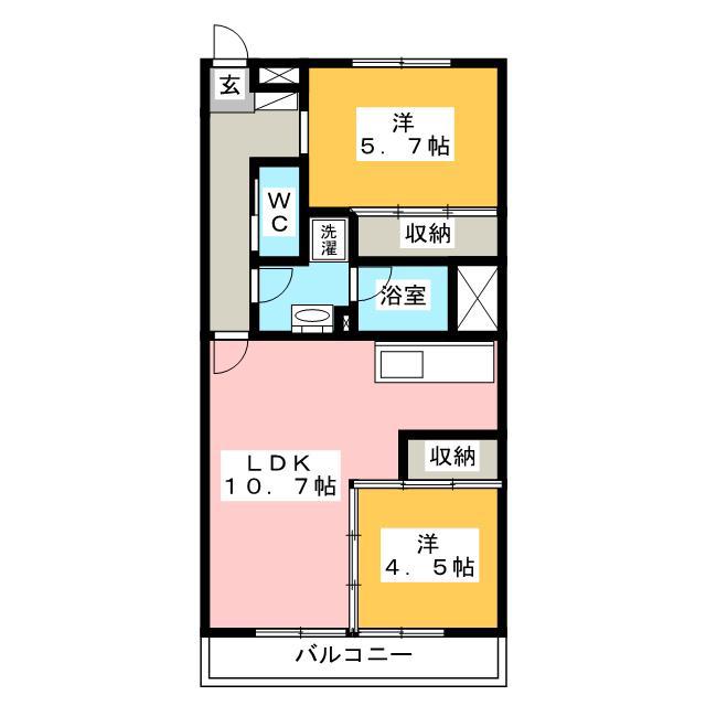 オアシスタイセイIII(2LDK/2階)の間取り写真