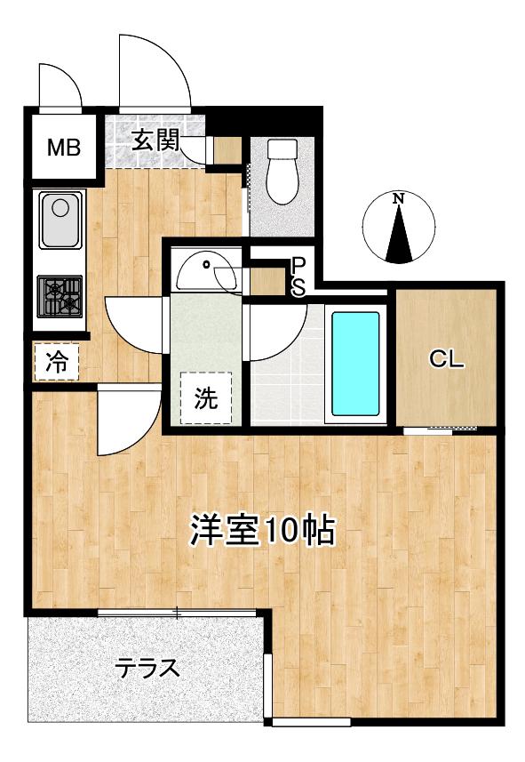 OCEANO AZUL(1K/1階)の間取り写真