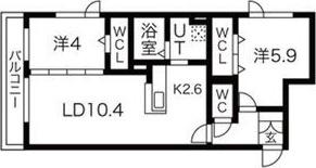 アルファスクエア菊水2条(2LDK/5階)の間取り写真