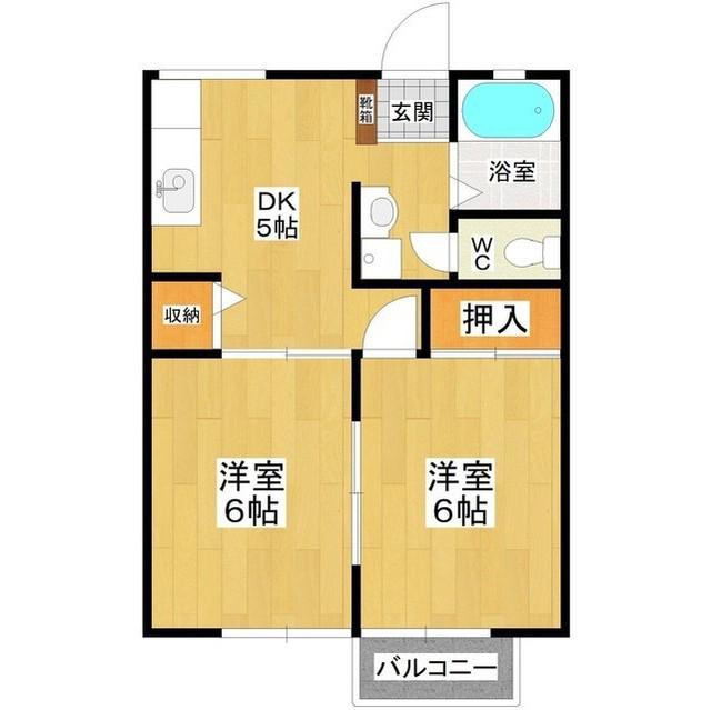 ナカネハイツC棟(2DK/1階)の間取り写真