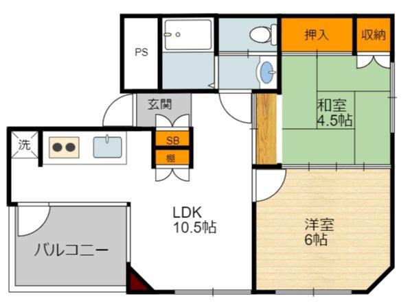ウインズコート(2LDK/3階)の間取り写真