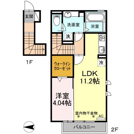 CEREZO(1LDK/2階)の間取り写真