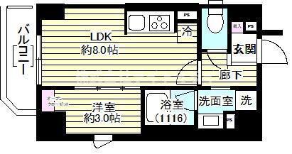 レガシア御茶ノ水(1LDK/8階)の間取り写真