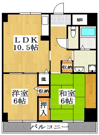 メイカビル(2LDK/9階)の間取り写真