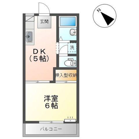 エクセレント賢(1DK/2階)の間取り写真
