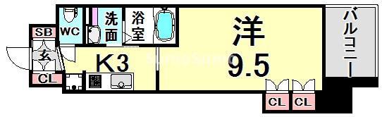 アルファレガロ神戸ウエスト(1K/3階)の間取り写真