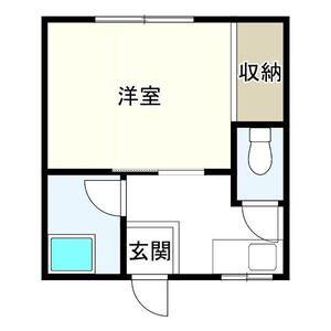 憩いとやすらぎの森(1K/2階)の間取り写真