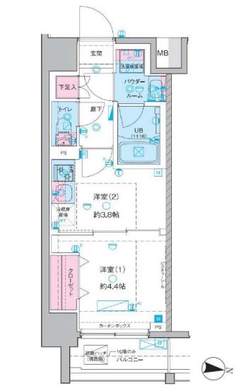 GENOVIA木場II GENOVIA木場II(1DK/4階)の間取り写真