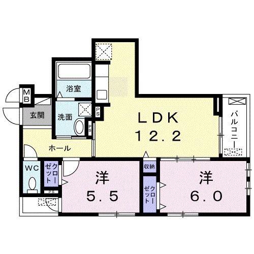 ソレイユ・ロンド(2LDK/2階)の間取り写真