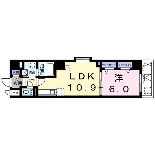 スピカコンフォート(1LDK/6階)の間取り写真