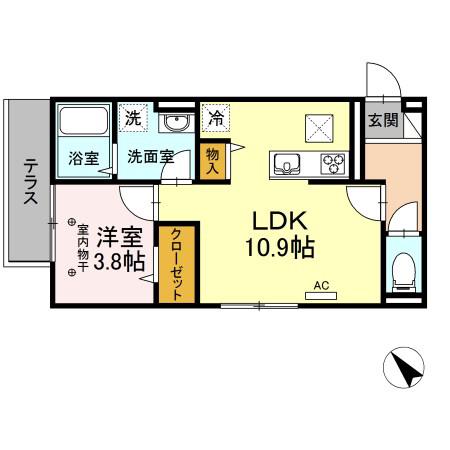 ファーストレジデンス野間(1LDK/3階)の間取り写真