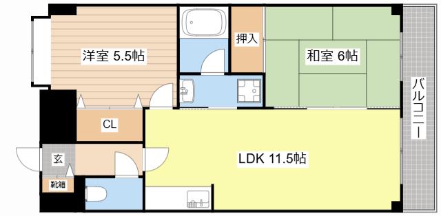 メゾンエイコー能登川II(2LDK/2階)の間取り写真