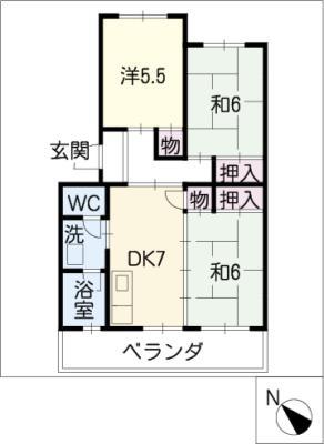 メゾンハピネス(3DK/1階)の間取り写真