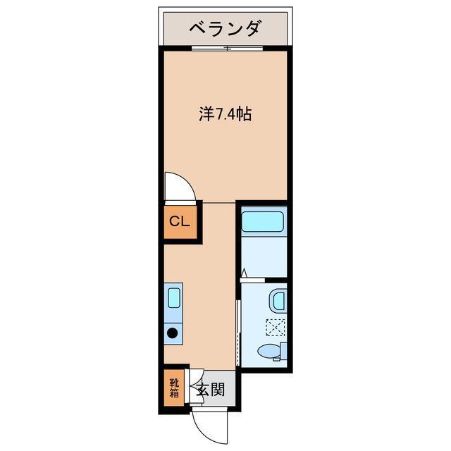 ビエナコート(ワンルーム/2階)の間取り写真