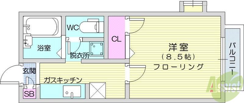 アクシスルミエ(1K/1階)の間取り写真