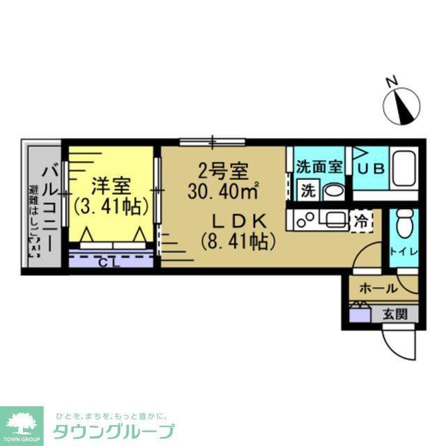 ベルシャンテ新松戸(1LDK/2階)の間取り写真