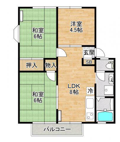 ビバ瀬川(3LDK/1階)の間取り写真