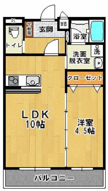 マンションプラチードグランデ(1LDK/2階)の間取り写真