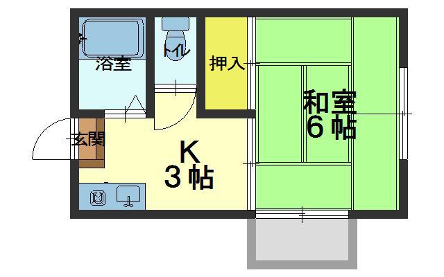 メゾンシェモアB(1K/2階)の間取り写真