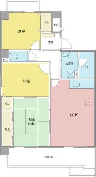 サンライズ中野(3LDK/4階)の間取り写真