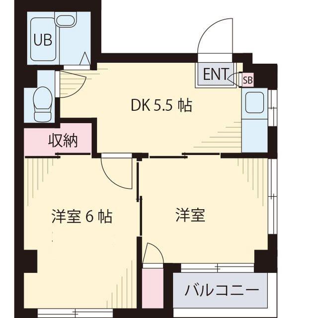 クレッシェンドI(2DK/3階)の間取り写真