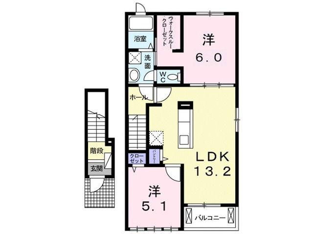 トラスト I(2LDK/2階)の間取り写真