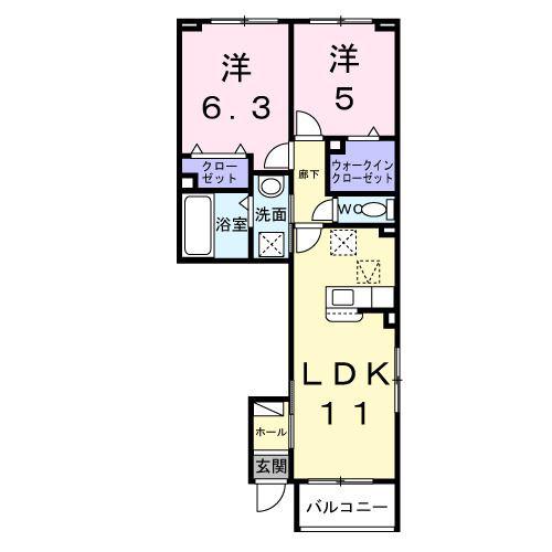 サクラガーデン(2LDK/1階)の間取り写真