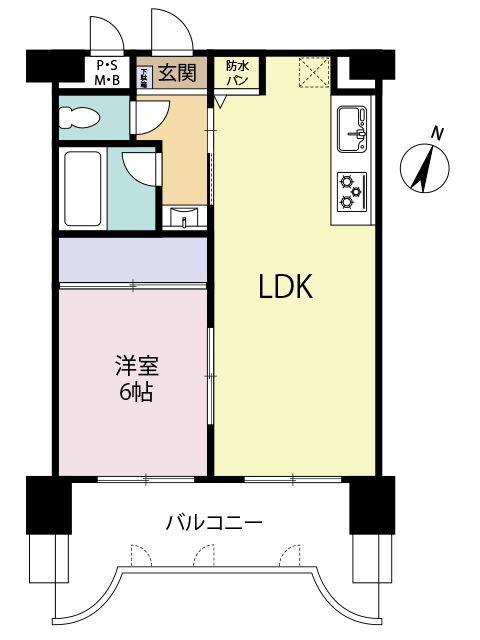 ニューライフ薬院(1LDK/9階)の間取り写真