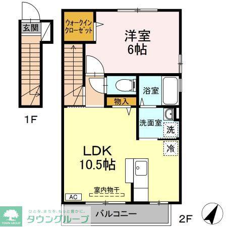 アクジス(1LDK/2階)の間取り写真