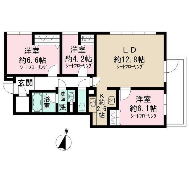 ADMIRAL HIMONYA 部屋番号208(3LDK/2階)の間取り写真