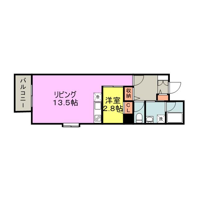 アヴァンティ久留米中央(1LDK/4階)の間取り写真
