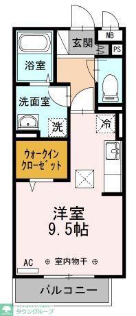 エスポア II(ワンルーム/1階)の間取り写真