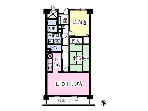 ルネスコンフォート・ハラ(2LDK/3階)の間取り写真