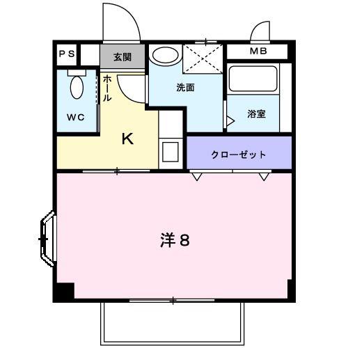 ベルフローラ(1K/2階)の間取り写真