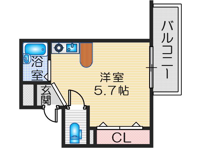 エスポワール茨木(ワンルーム/5階)の間取り写真