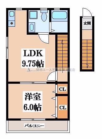 サポートハイツ大東(1LDK/1階)の間取り写真