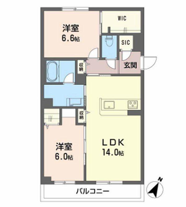 シャーメゾン ブロート(2LDK/2階)の間取り写真