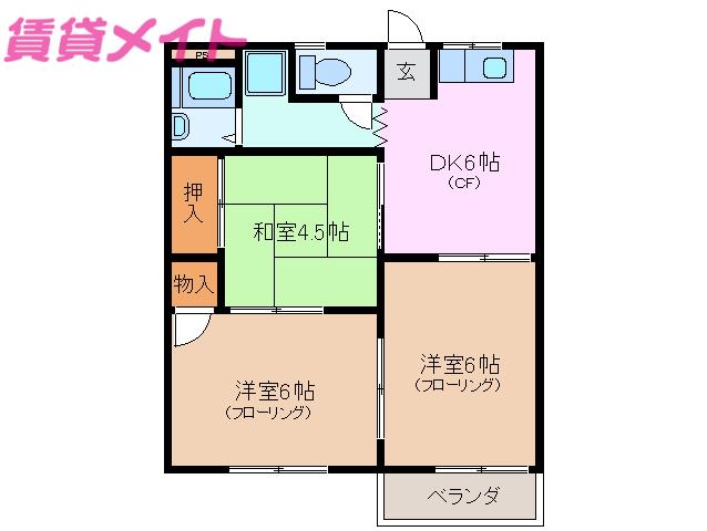 フォーブル錦(3DK/2階)の間取り写真